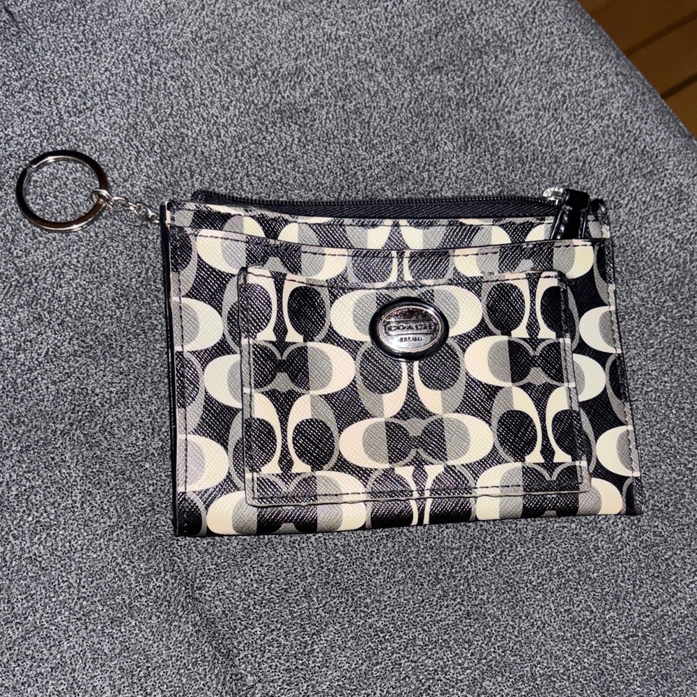 Coach Monogram Black and Cream Pouch